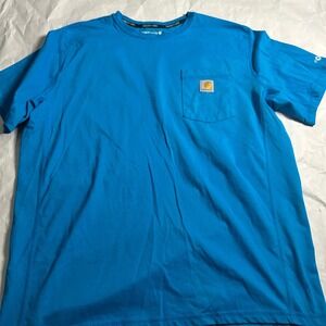 Carhartt Force Relaxed Fit T-Shirt Mens Large Blue Short Sleeve‎ Pocket
